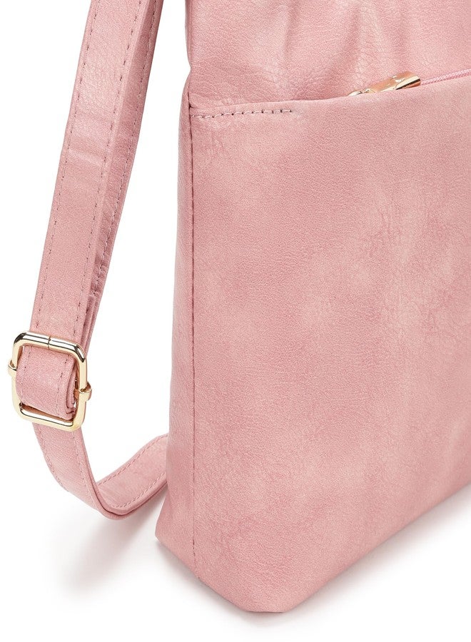 fastrack Pink Sling Bag for Women | Sleek Faux Leather Crossbody with Quick-Access Pocket, Adjustable Strap & Minimal Design | Lightweight Everyday Sling for Casual Outings & College - Image 4